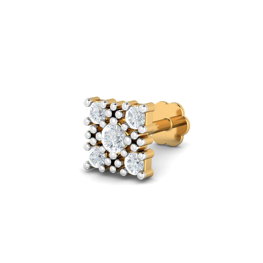 Square Motif 0.09 Carat Nose Stud