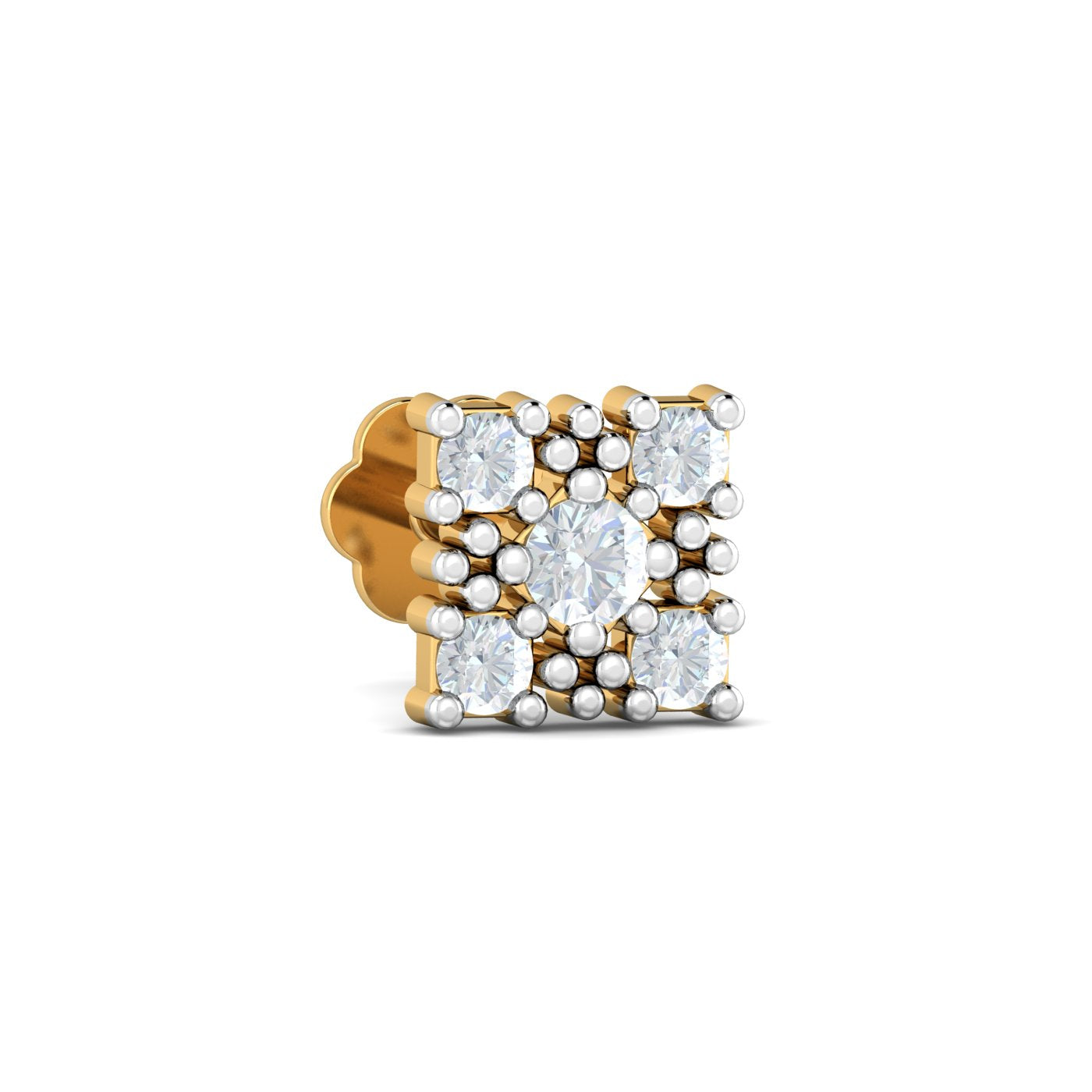 Square Motif 0.09 Carat Nose Stud