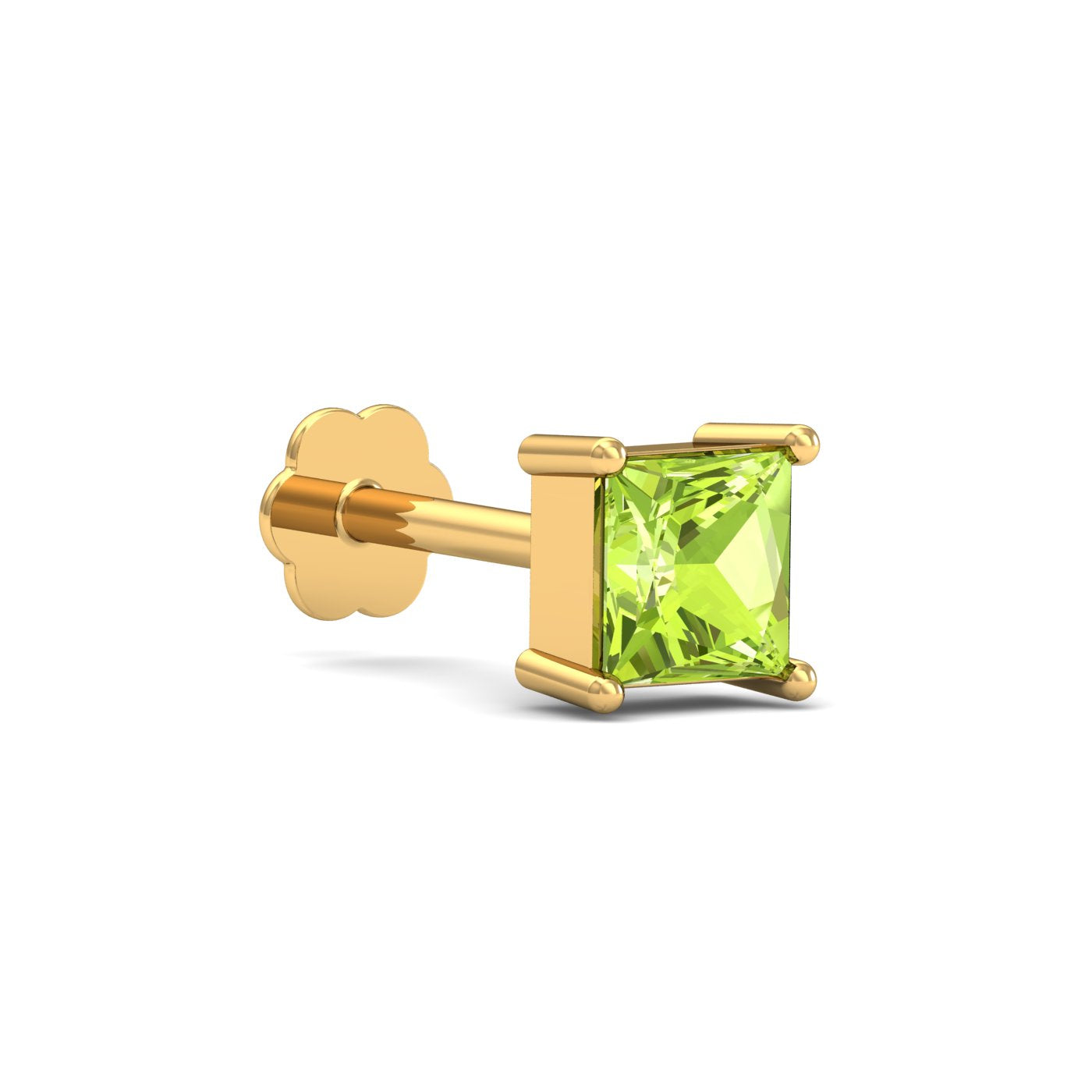 Tiny Square Peridot Nose Stud