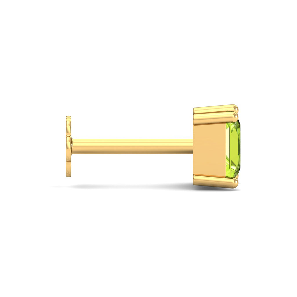 Tiny Square Peridot Nose Stud