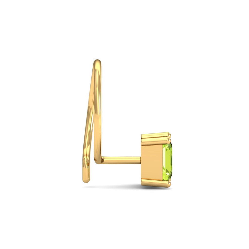 Tiny Square Peridot Nose Pin