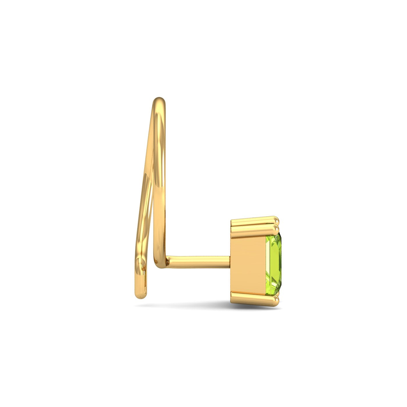 Tiny Square Peridot Nose Pin