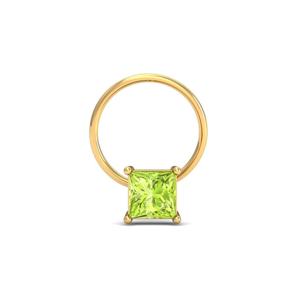 Tiny Square Peridot Nose Pin