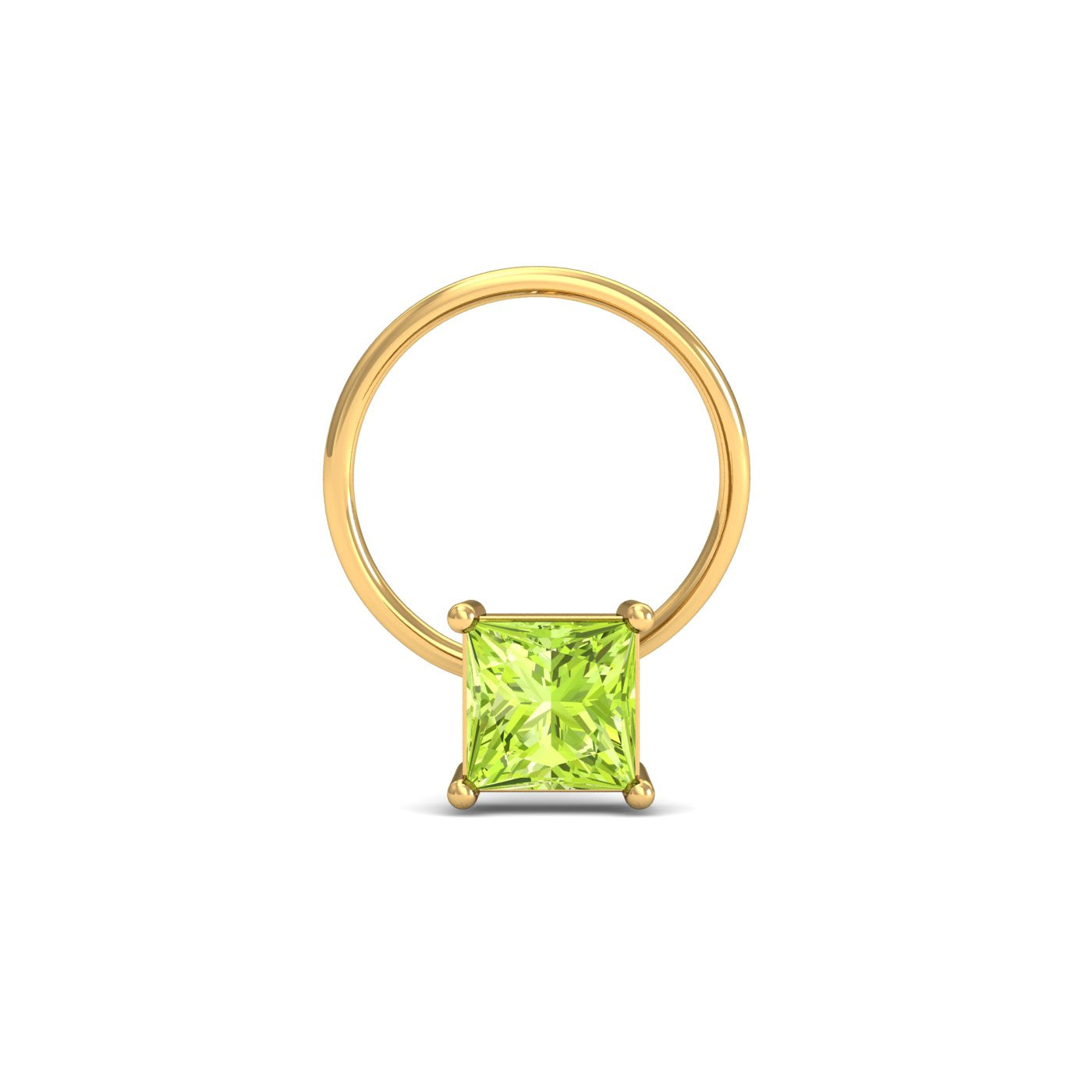 Tiny Square Peridot Nose Pin