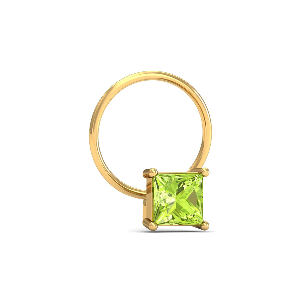 Tiny Square Peridot Nose Pin