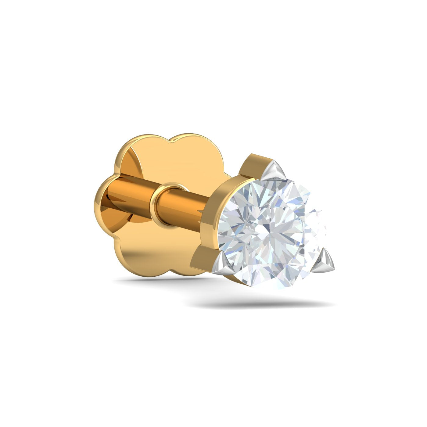 0.05 Carat 3 Prongs Screw Nose Pin