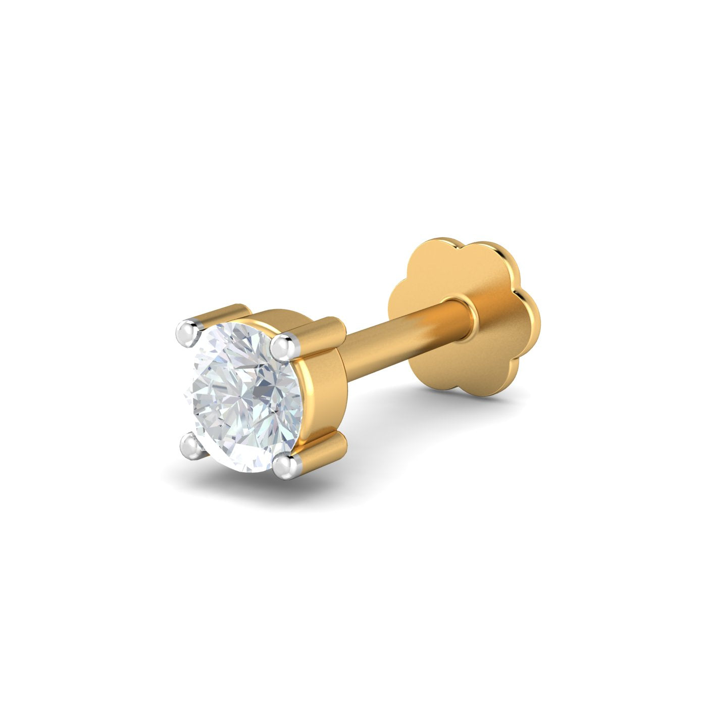 0.10 Carat 4 Prongs Screw Nose Pin