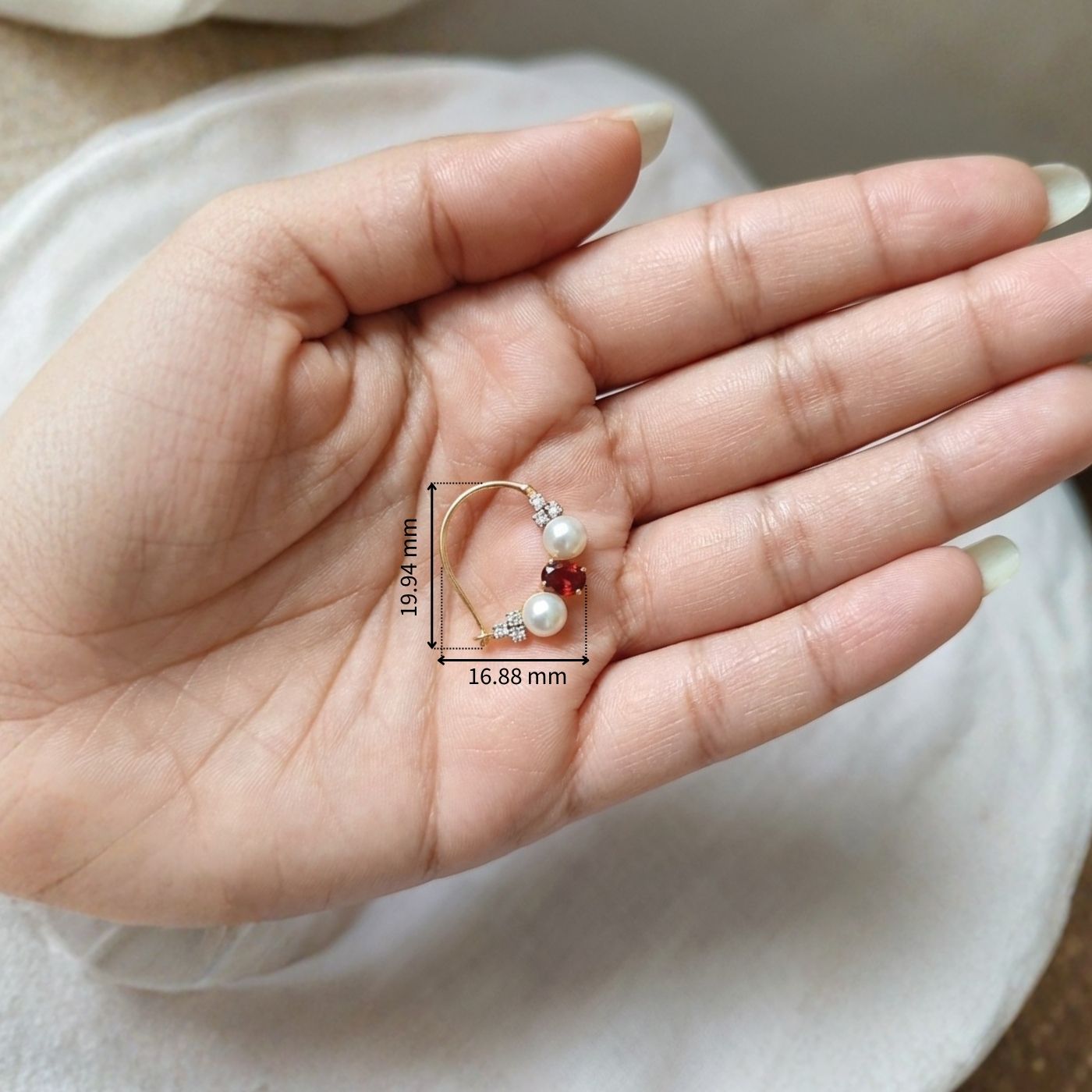 Red Ivory Diamond Nath