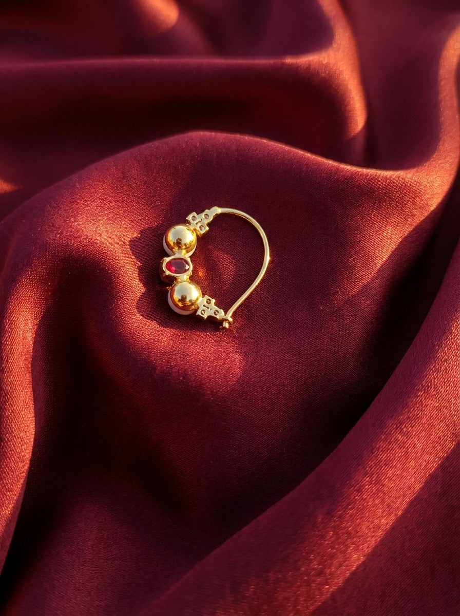 Red Ivory Diamond Nath