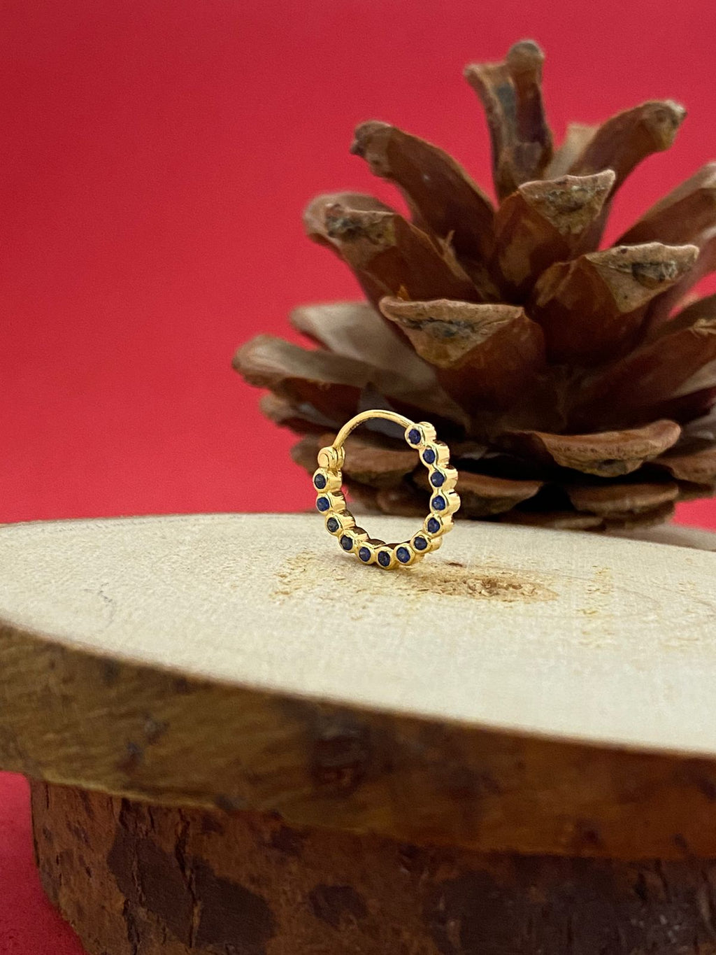 Chuks Bezel Sapphire Nose Ring (Right Side)