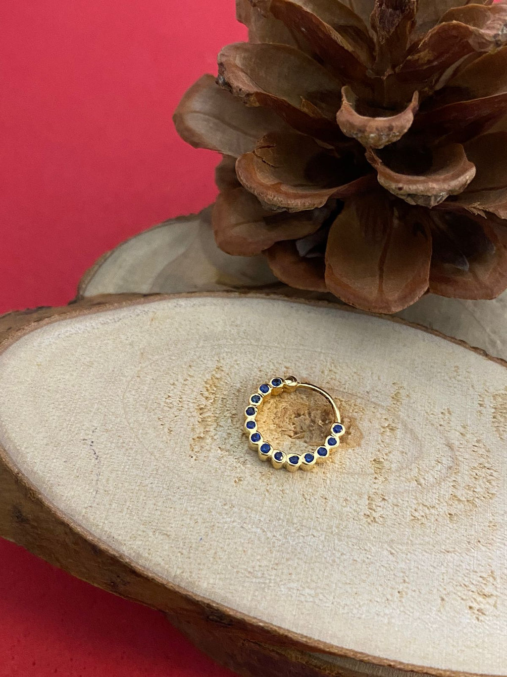 Chuks Bezel Sapphire Nose Ring (Right Side)