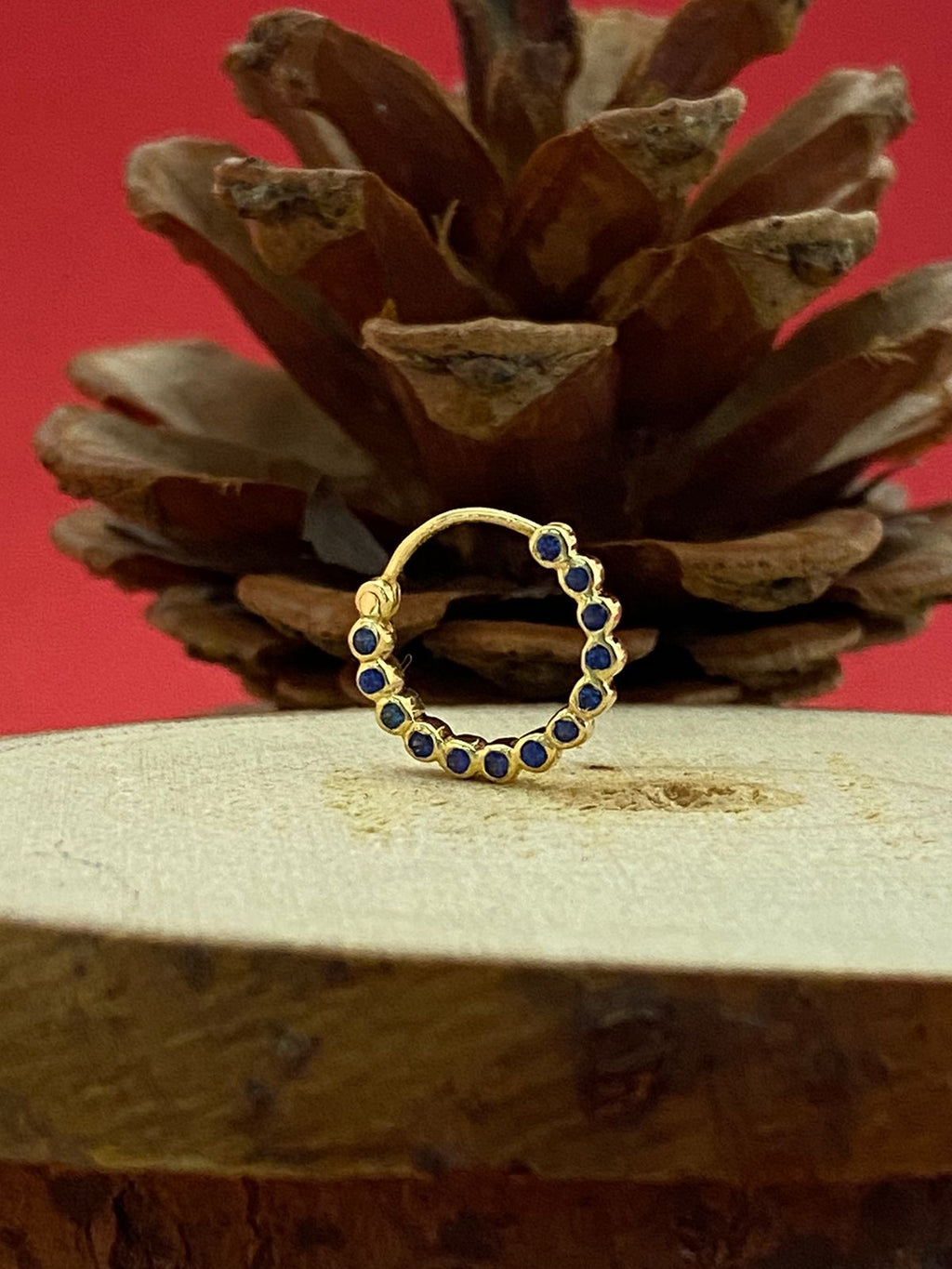 Chuks Bezel Sapphire Nose Ring (Right Side)