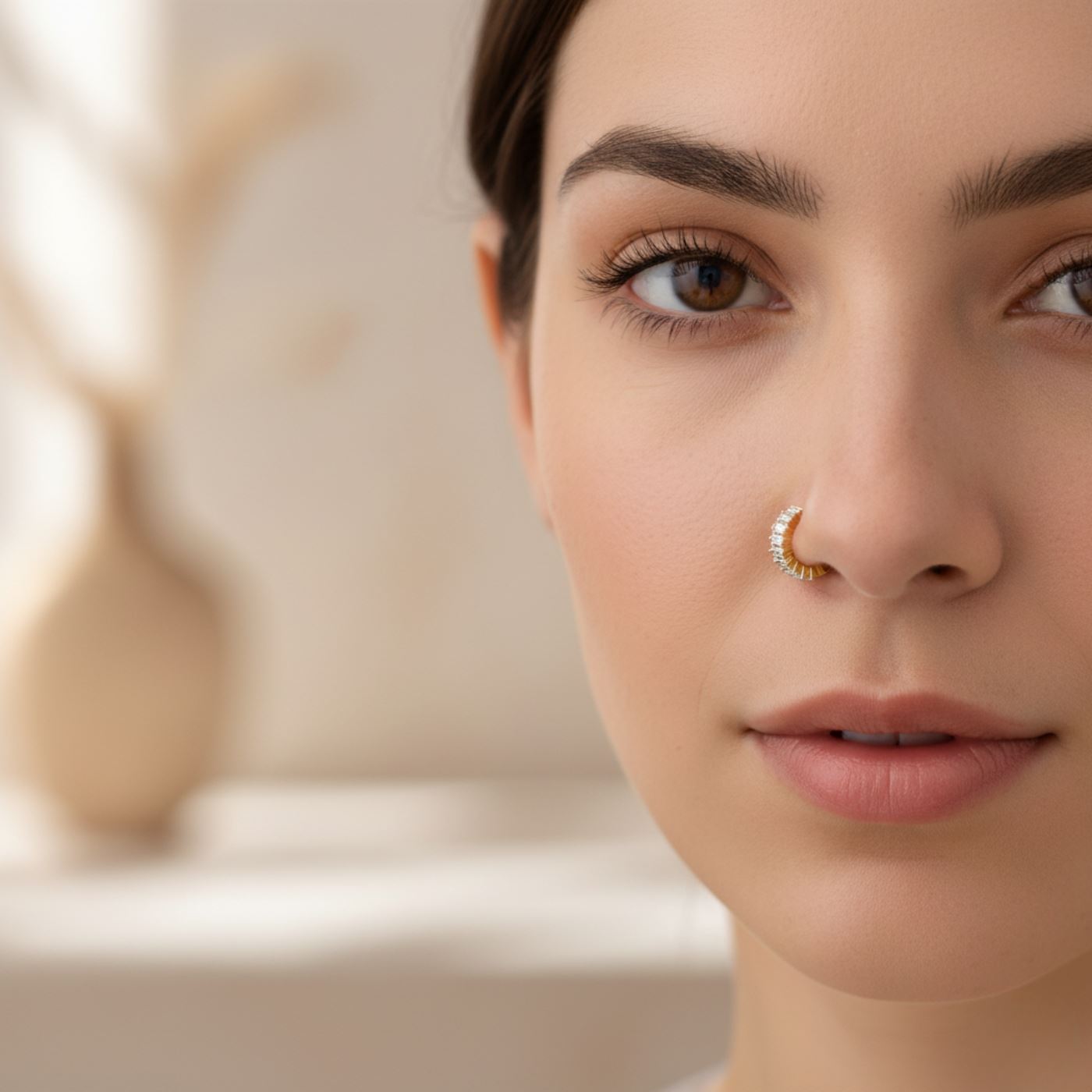 Baguette Diamond Nose Ring