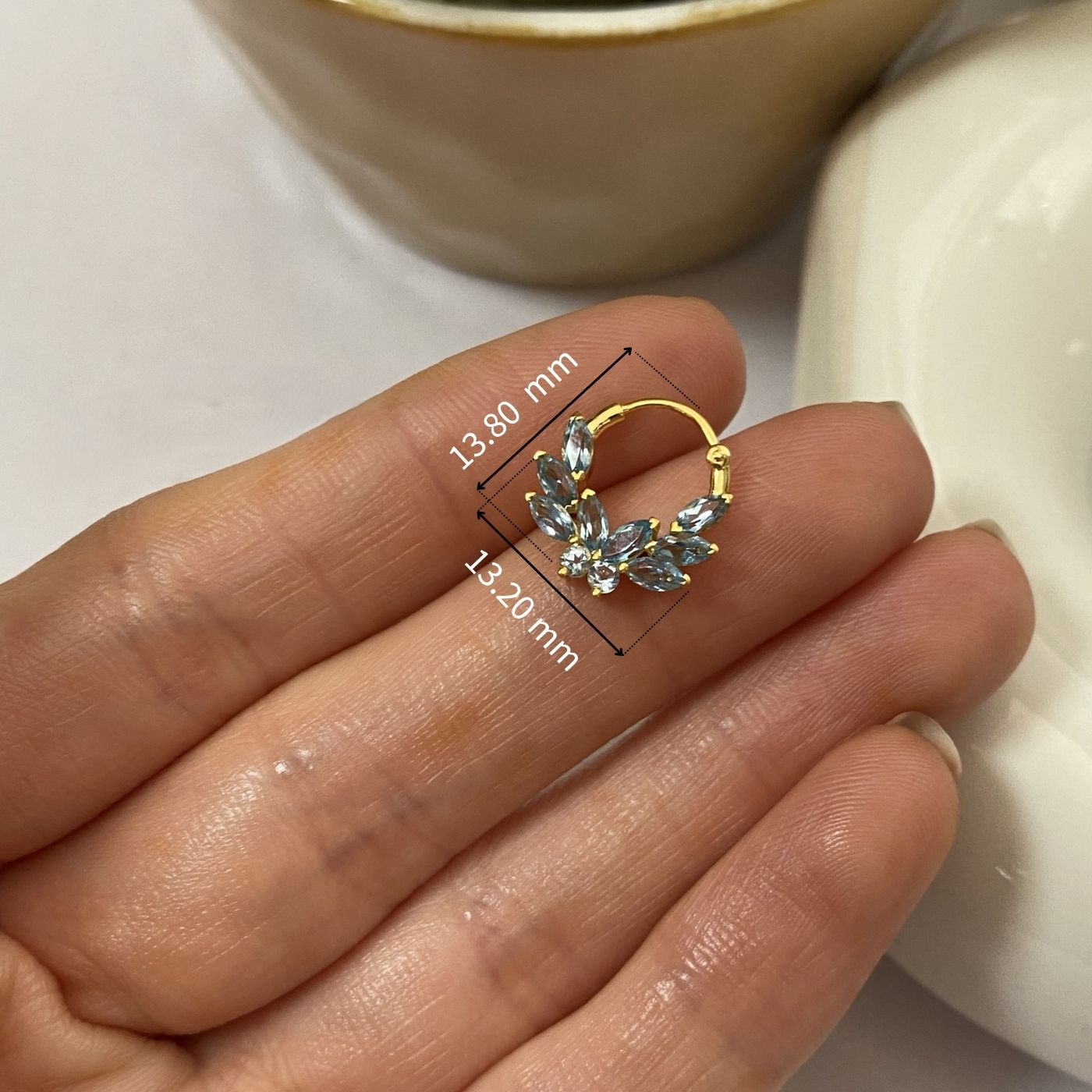 Flowery Topaz Septum Ring