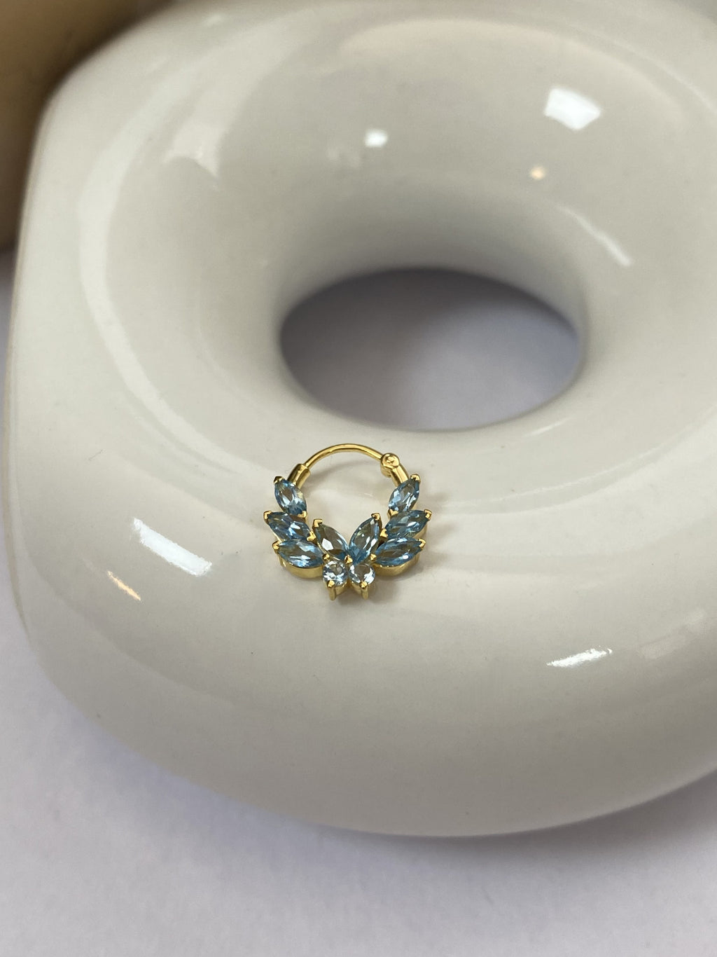 Flowery Topaz Septum Ring