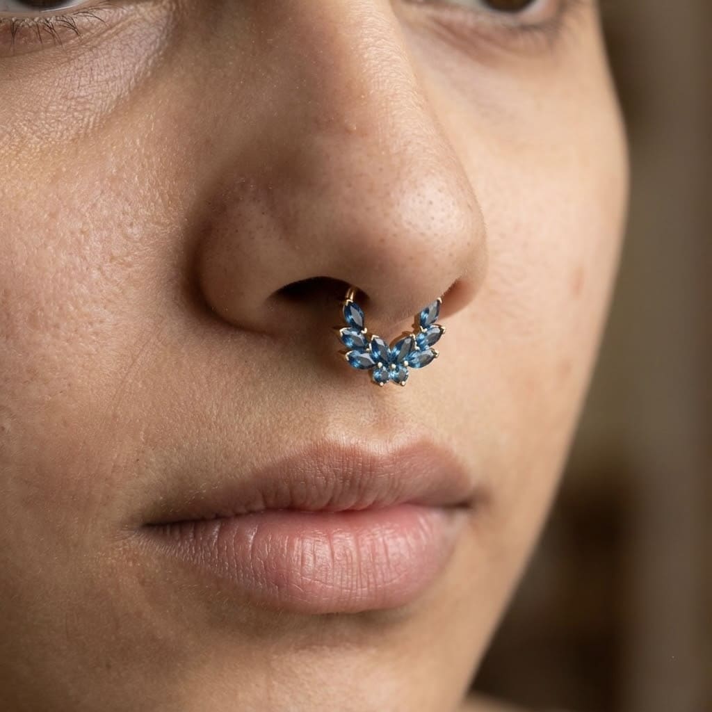 Flowery Topaz Septum Ring