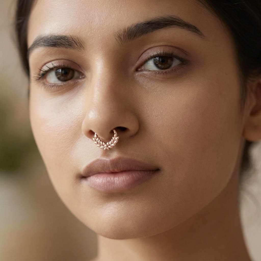 Rosy Leaf Septum Ring