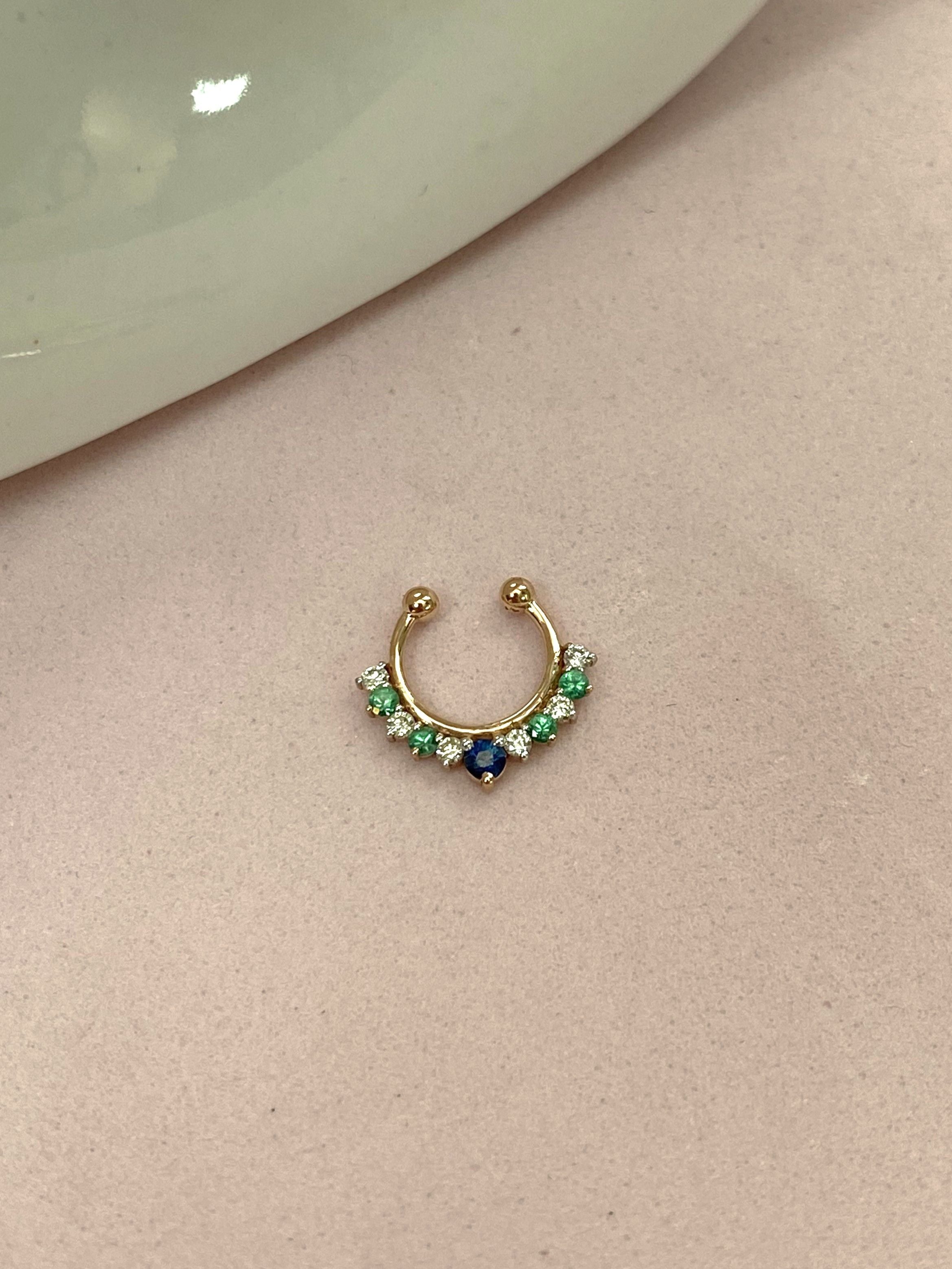 Blue-Green Fake Septum Ring