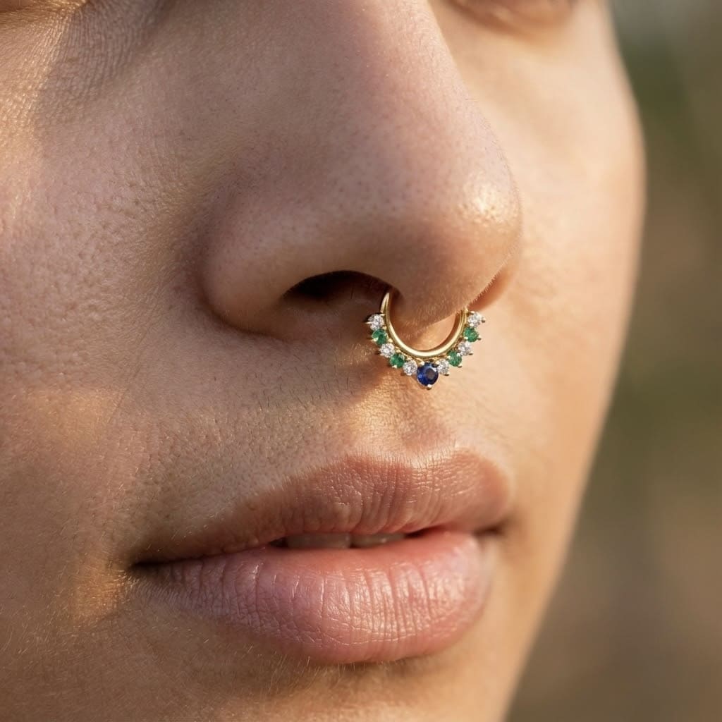 Blue-Green Fake Septum Ring