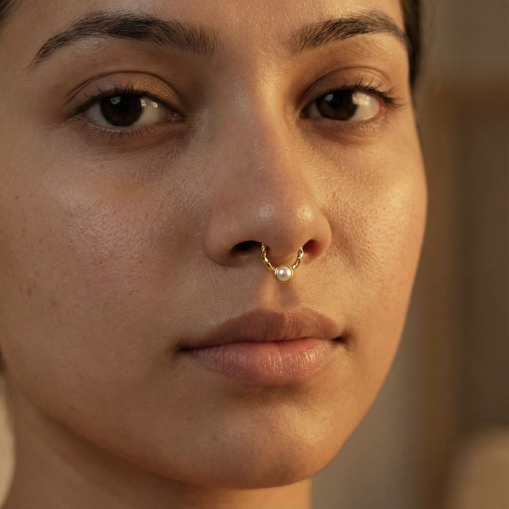 Twisted Pearl Septum Ring