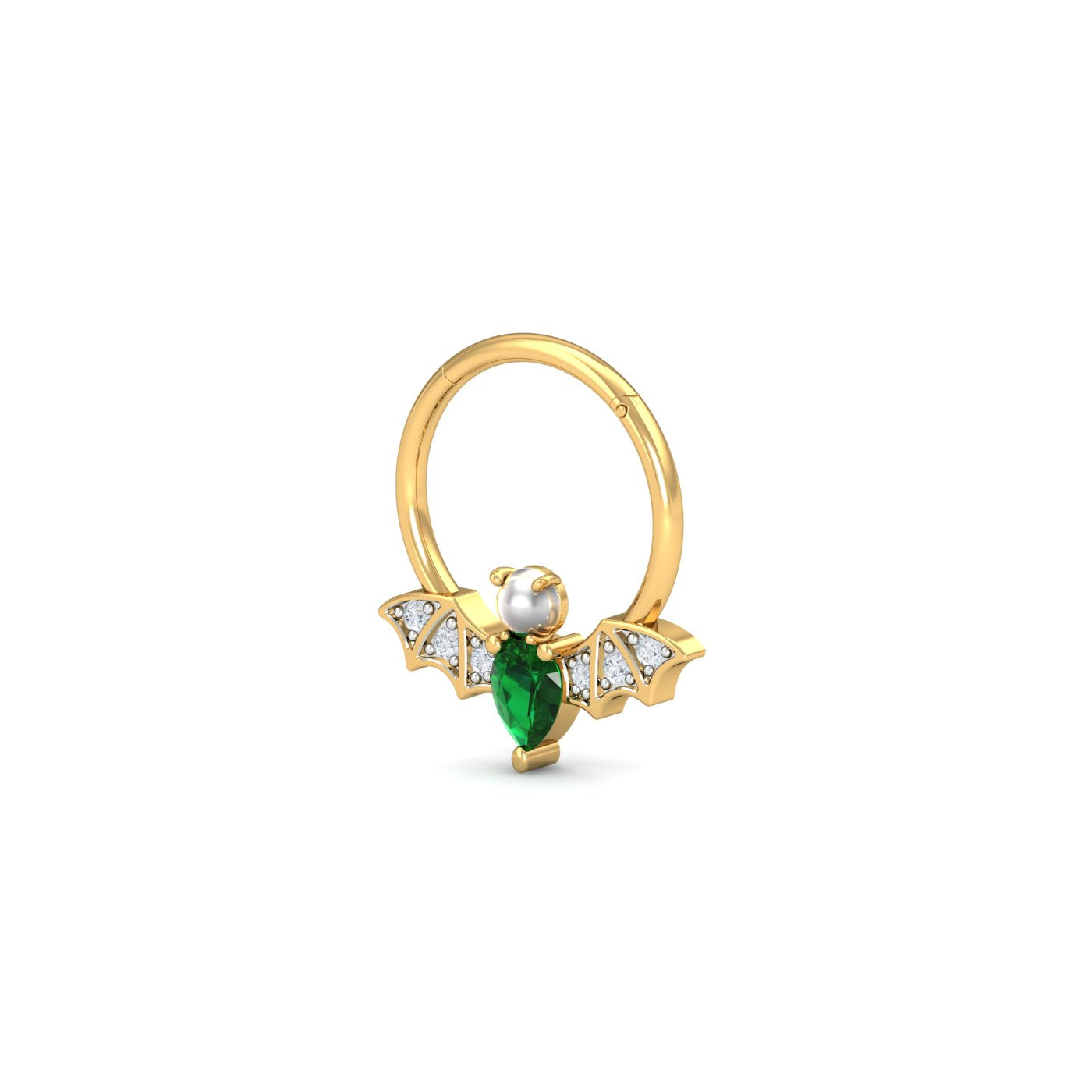 Bat Emerald Septum Ring