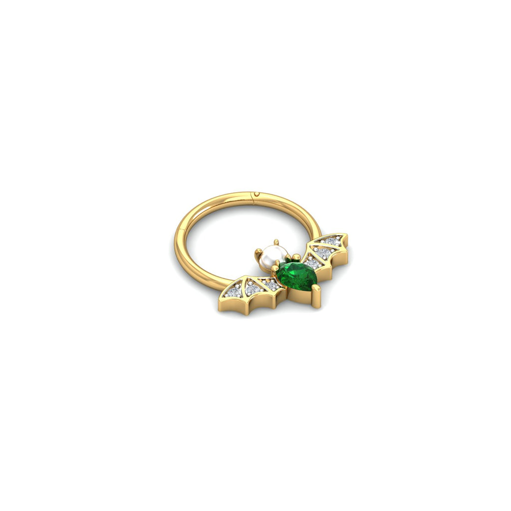 Bat Emerald Septum Ring