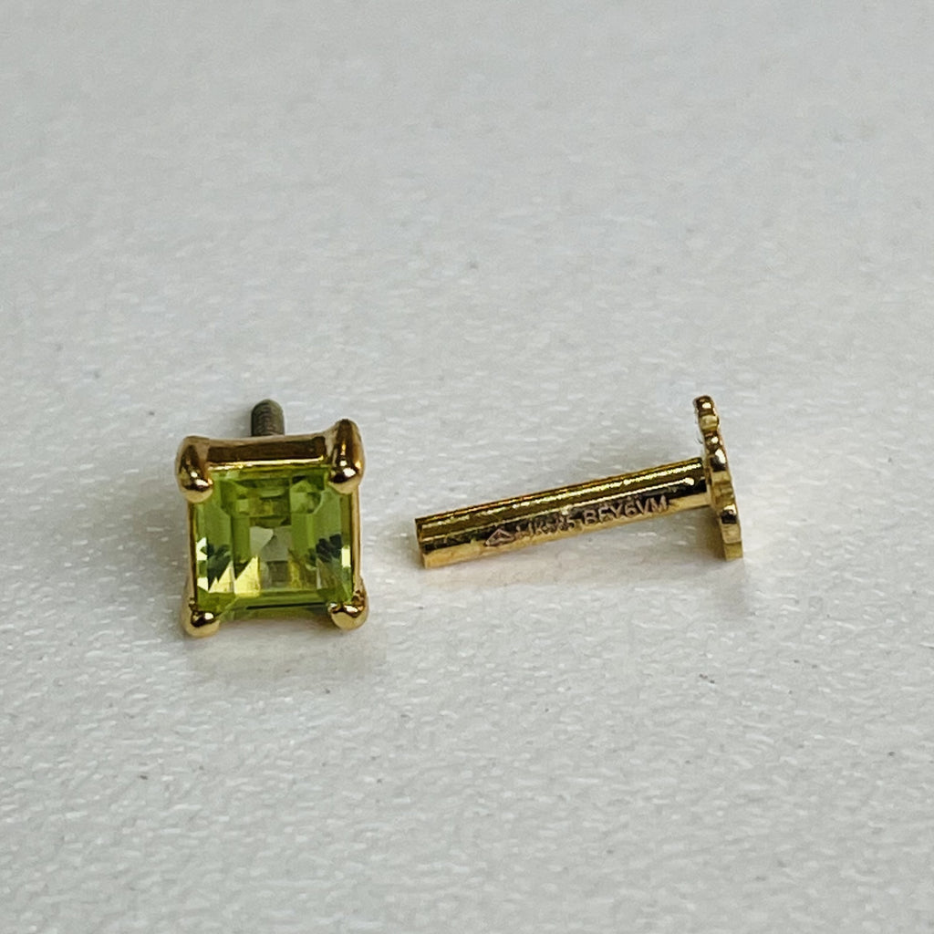 Tiny Square Peridot Nose Stud