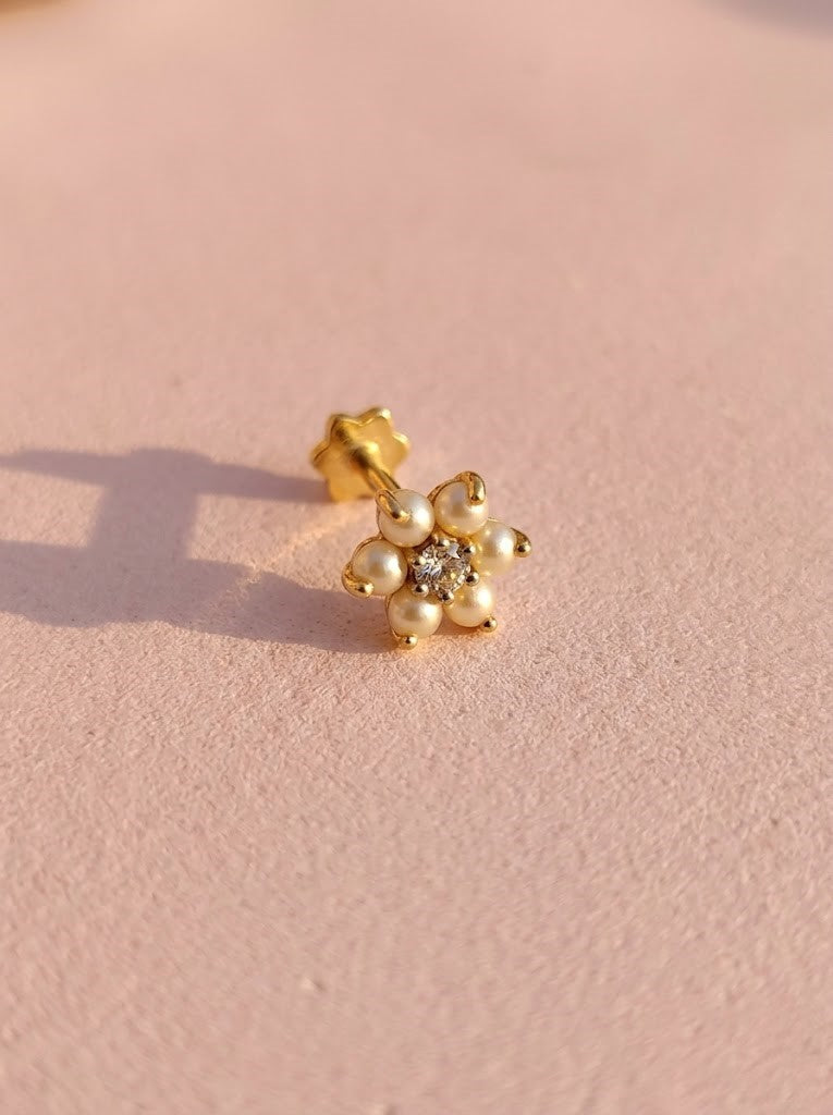 White Floret Nose Stud