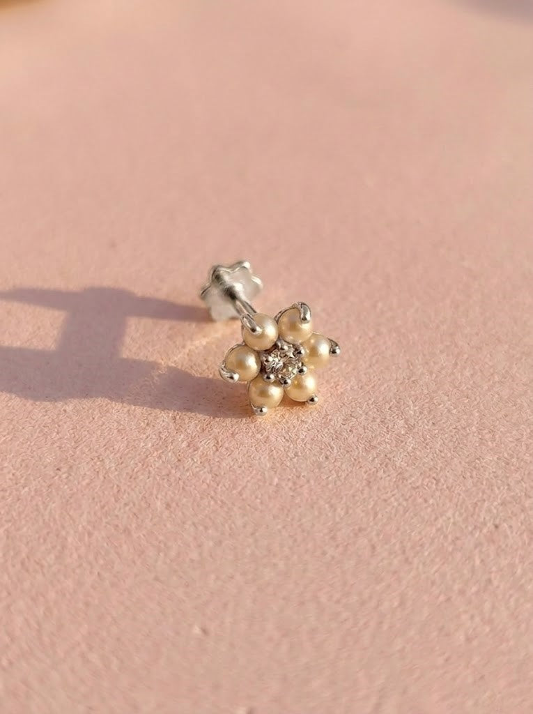 White Floret Nose Stud