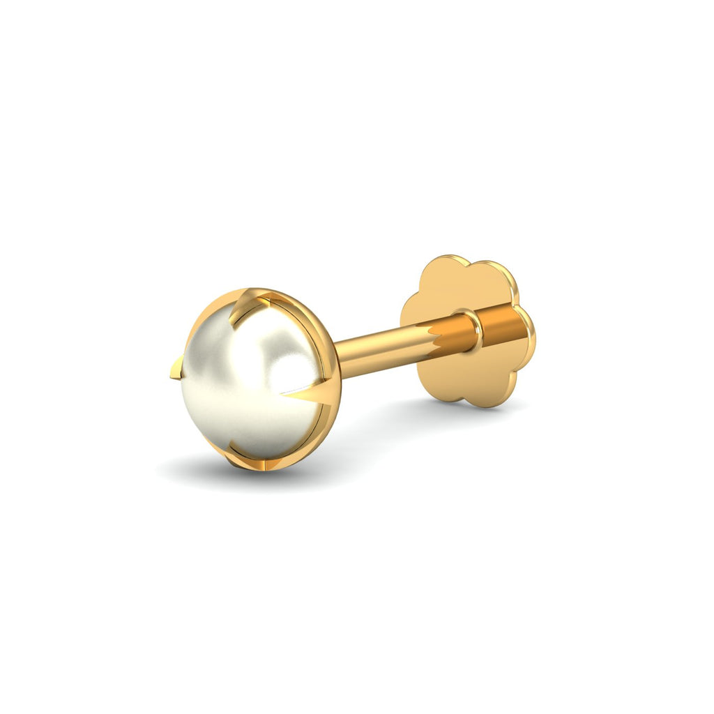 Ashen 4 mm Round Pearl Nose Stud