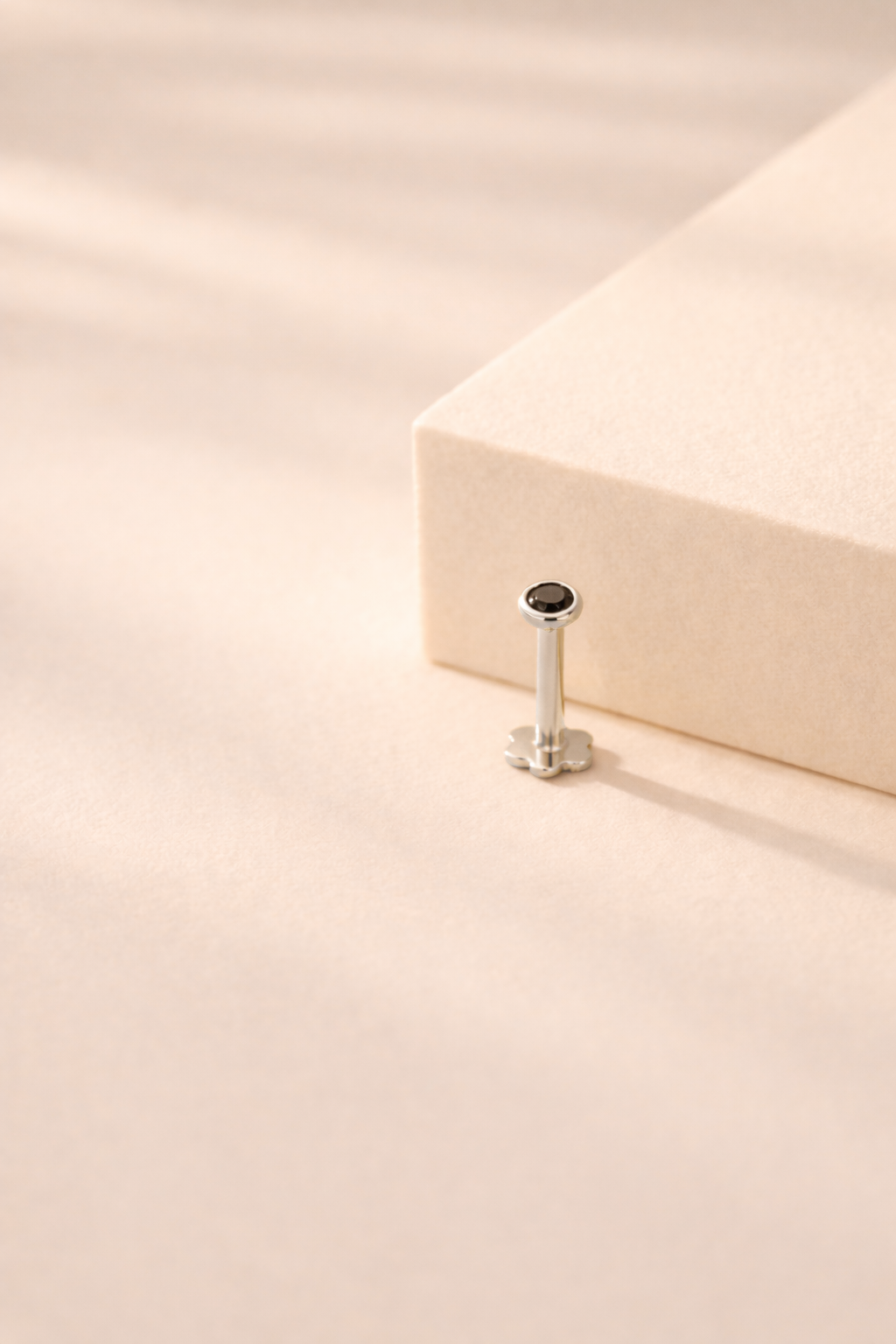 Bezel Black Diamond Nose Stud