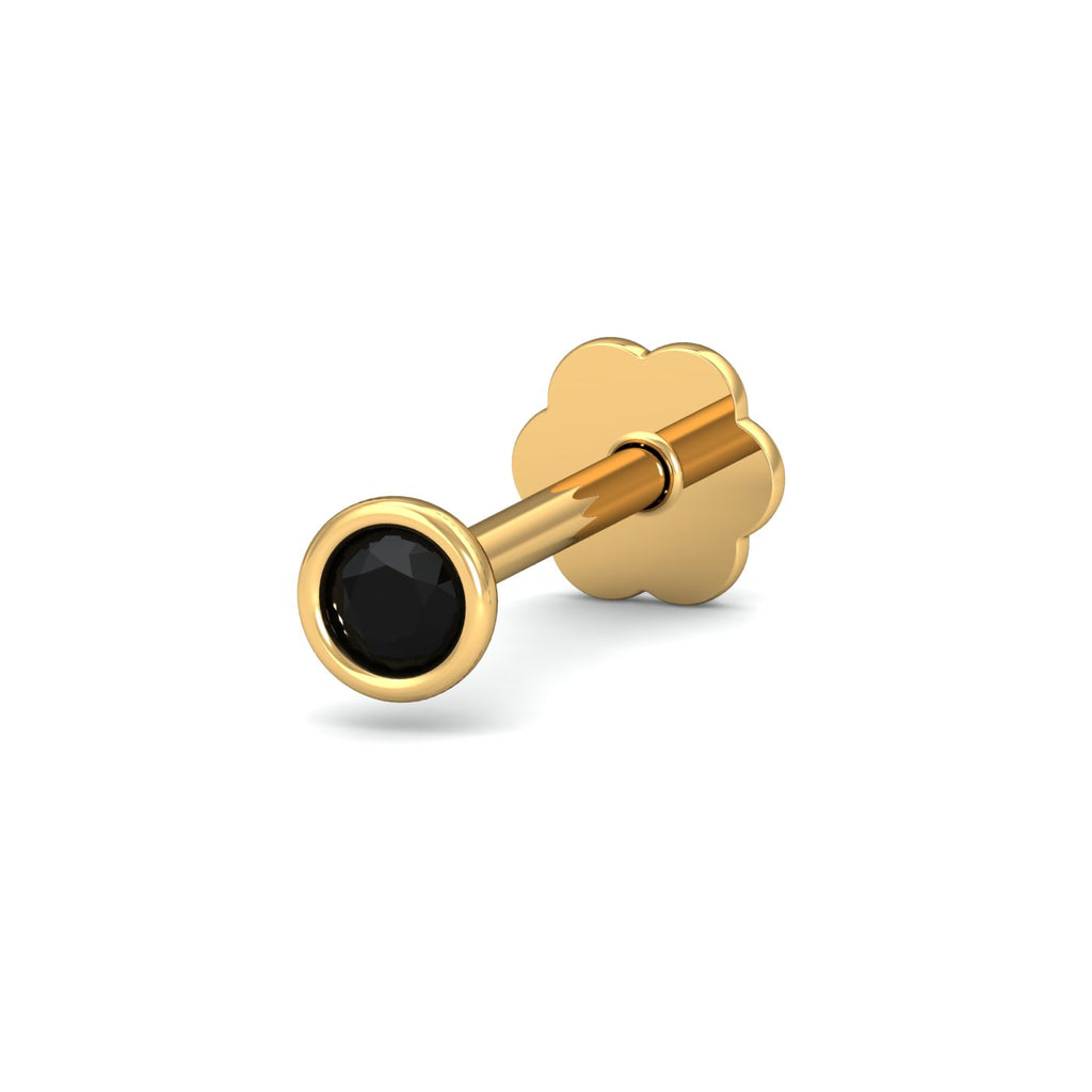 Bezel Black Diamond Nose Stud