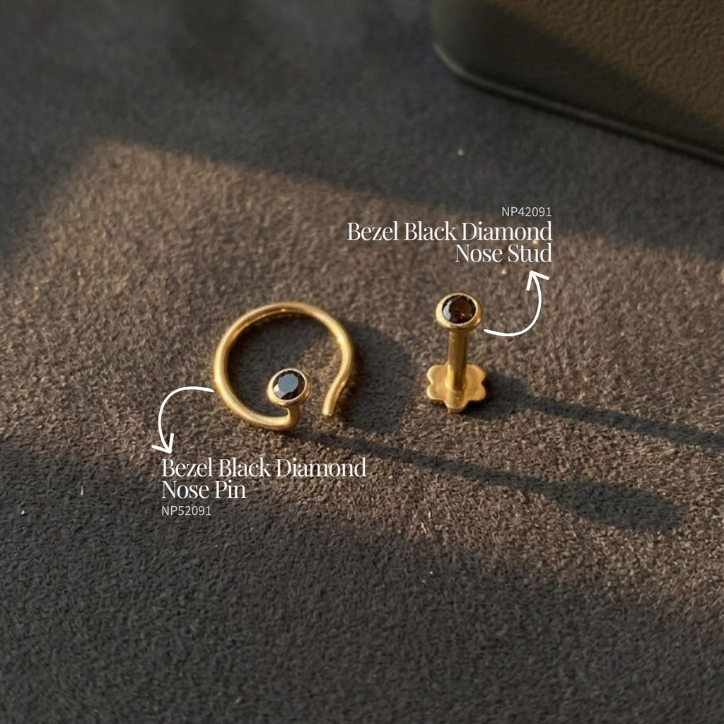 Bezel Black Diamond Nose Stud