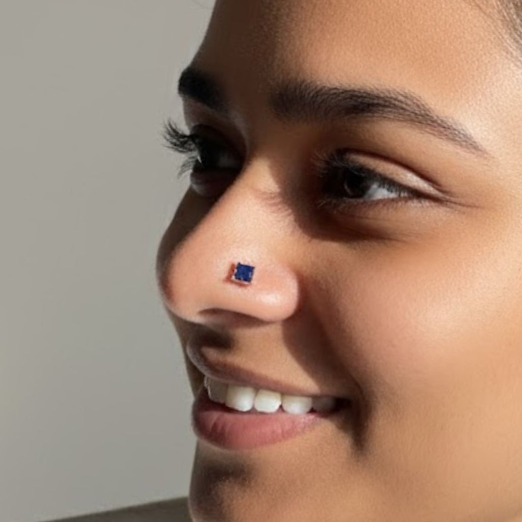 Parzva Blue Sapphire Nose Stud
