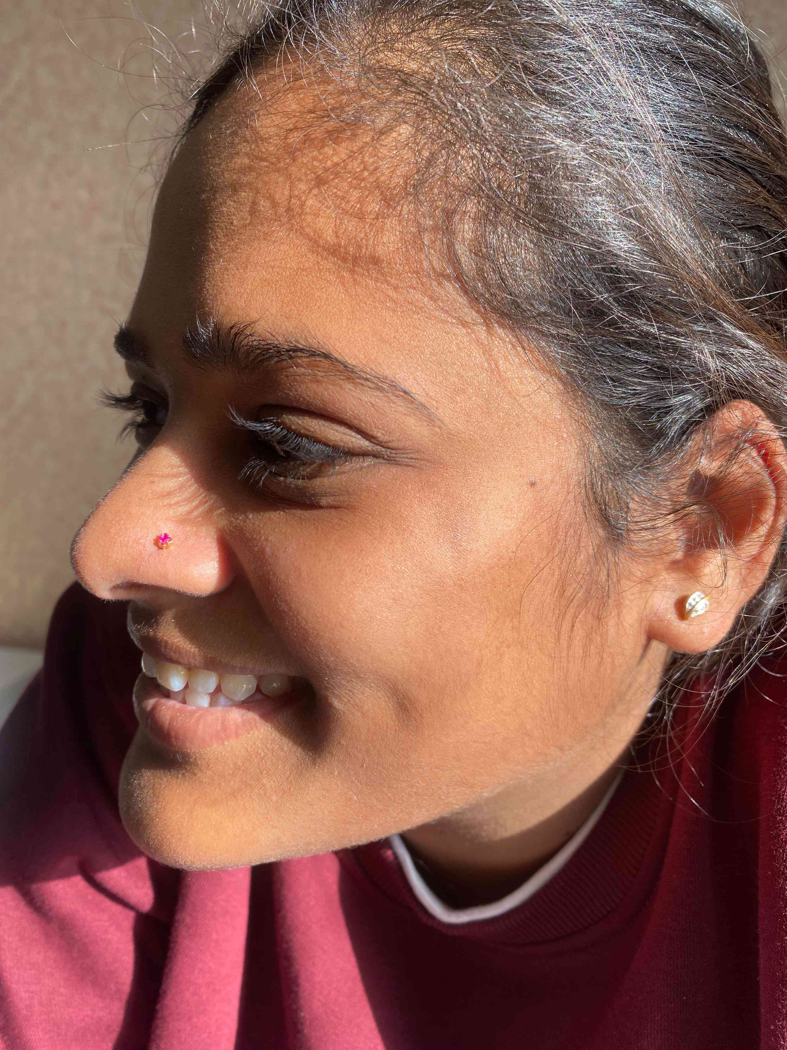 2.5mm Square Ruby Nose Stud