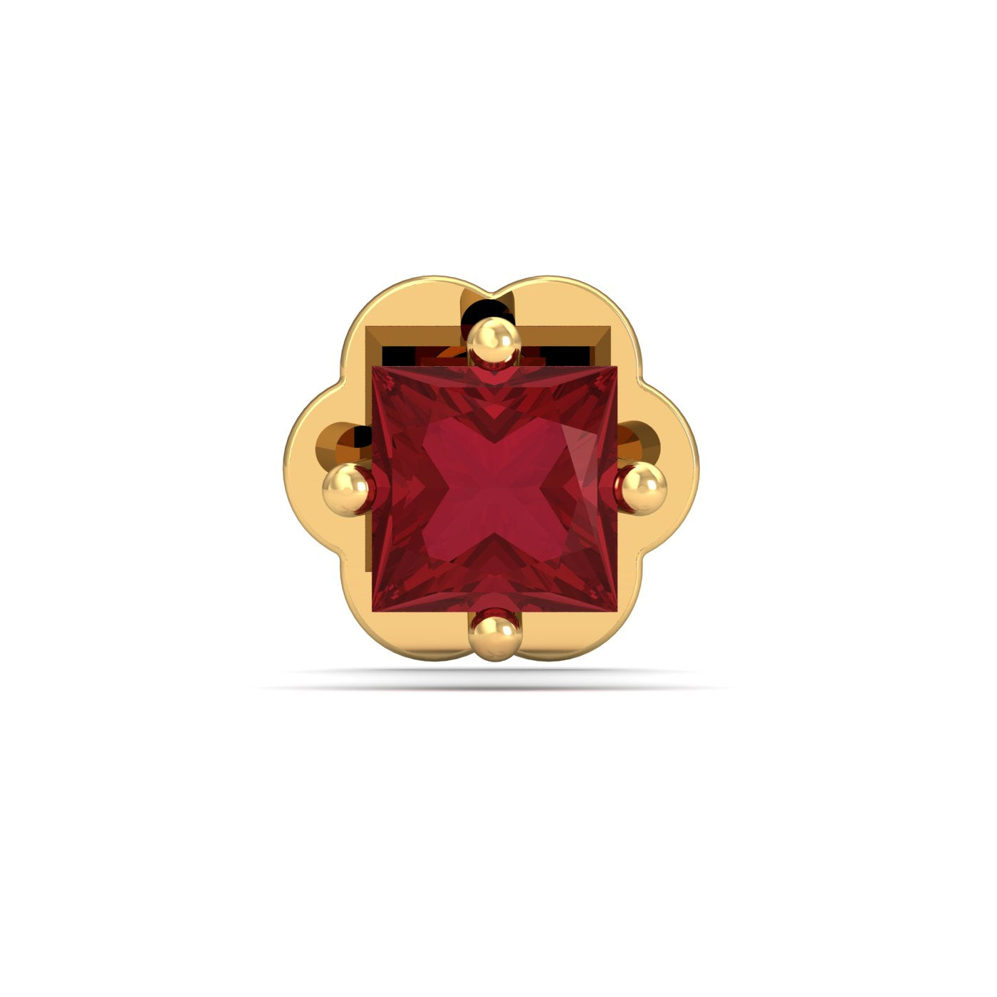 2.5mm Square Ruby Nose Stud