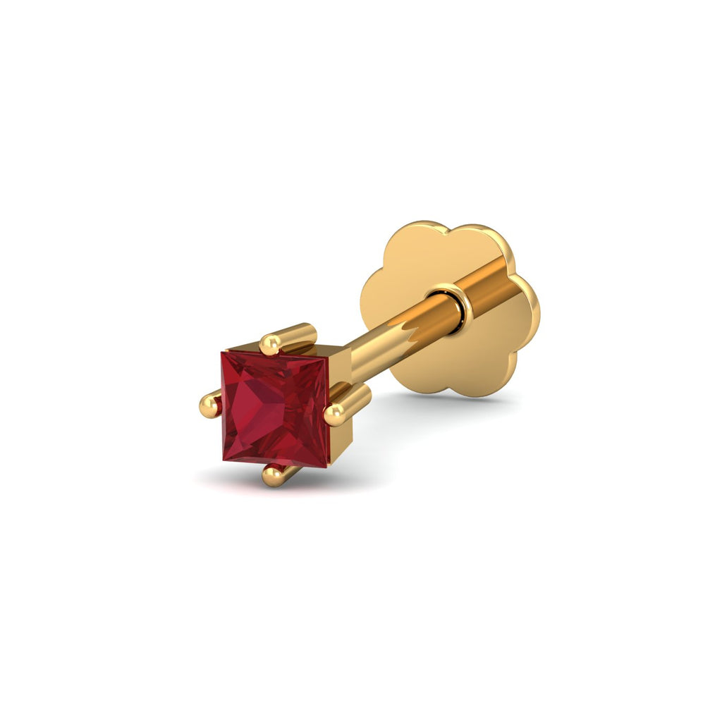 2.5mm Square Ruby Nose Stud