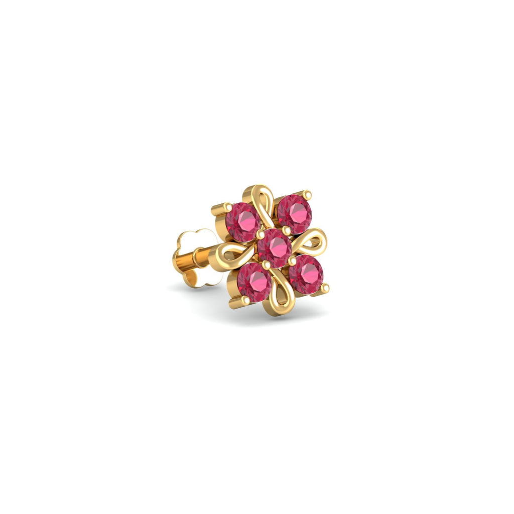 Crimson Flower Nose Stud