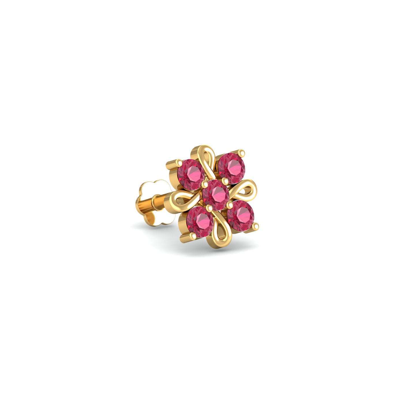 Crimson Flower Nose Stud