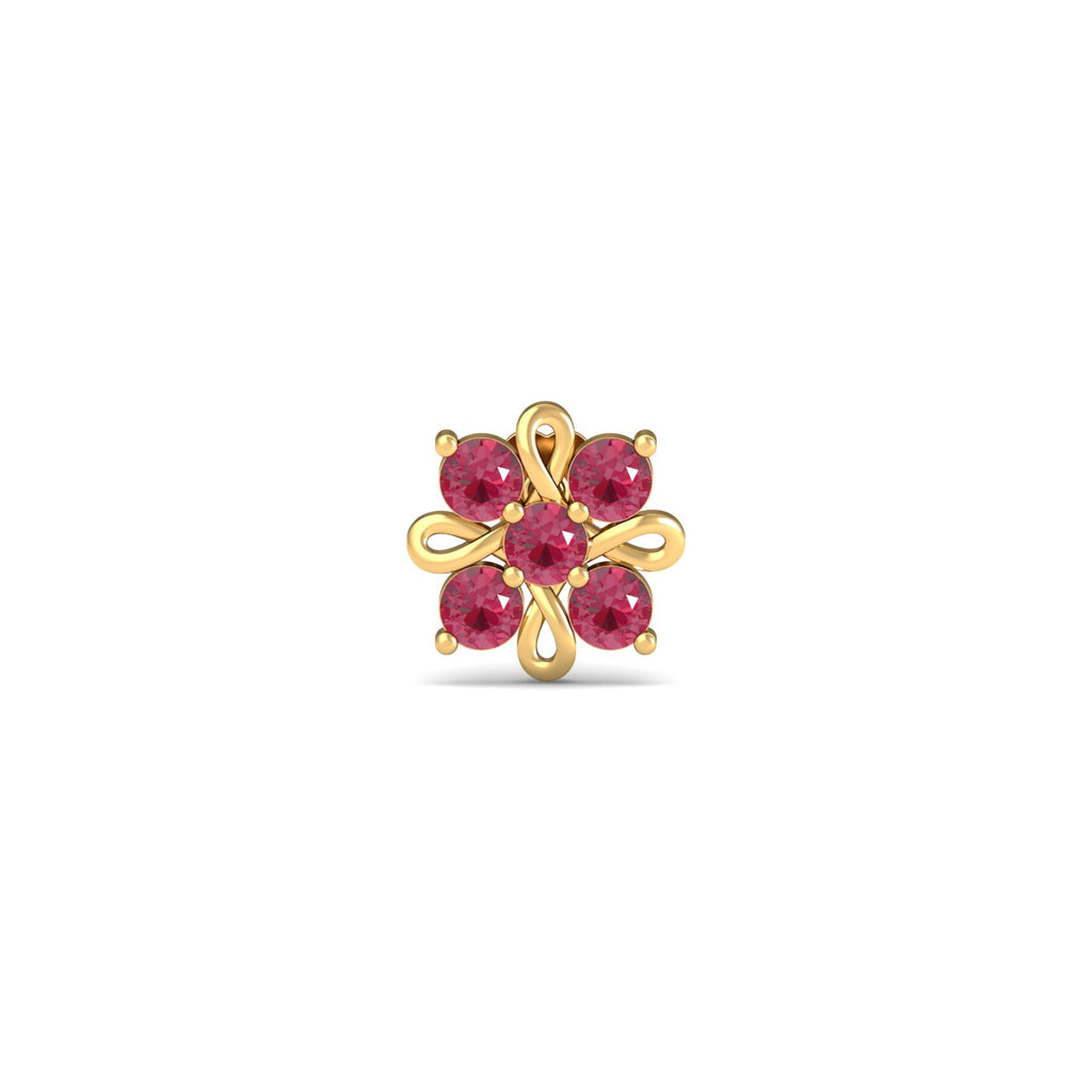 Crimson Flower Nose Stud