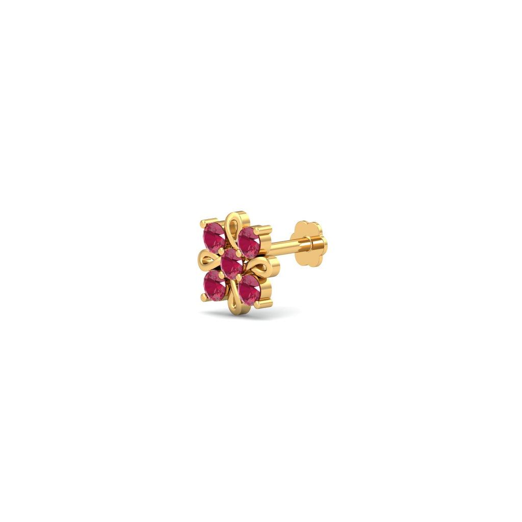 Crimson Flower Nose Stud
