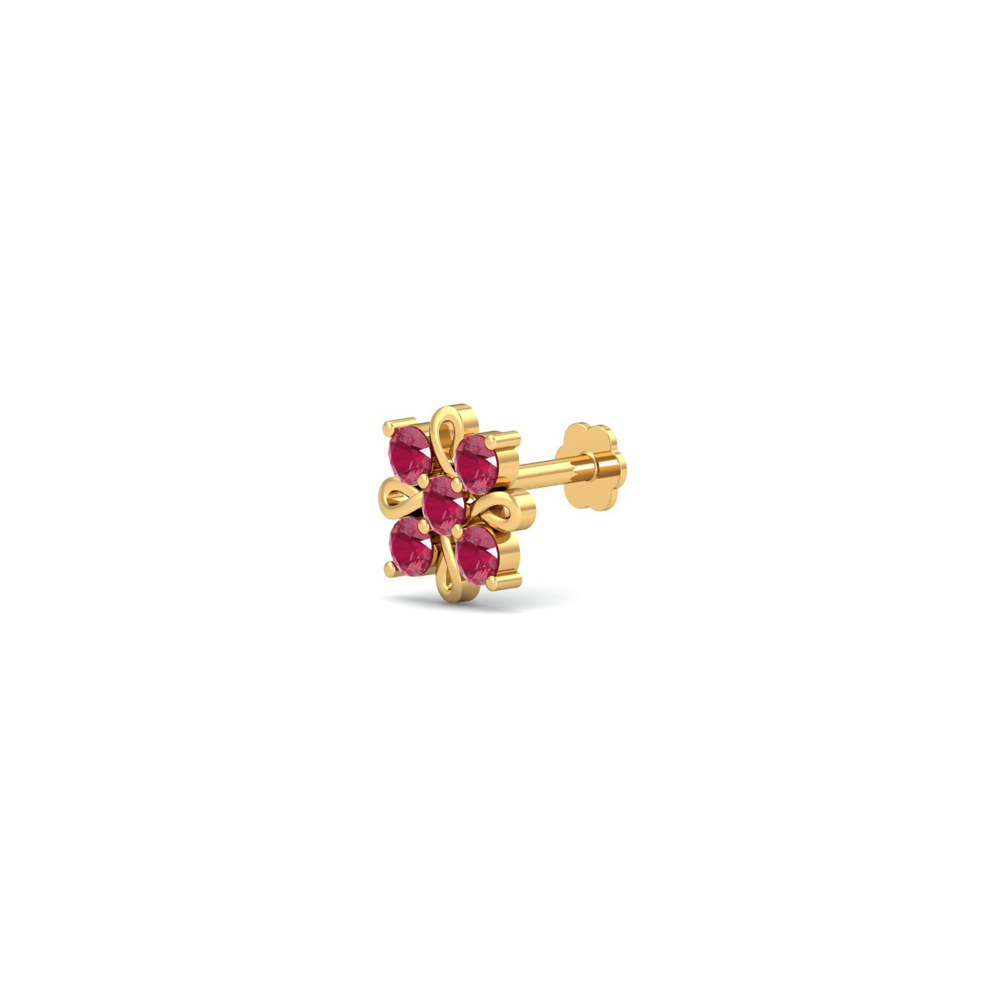 Crimson Flower Nose Stud