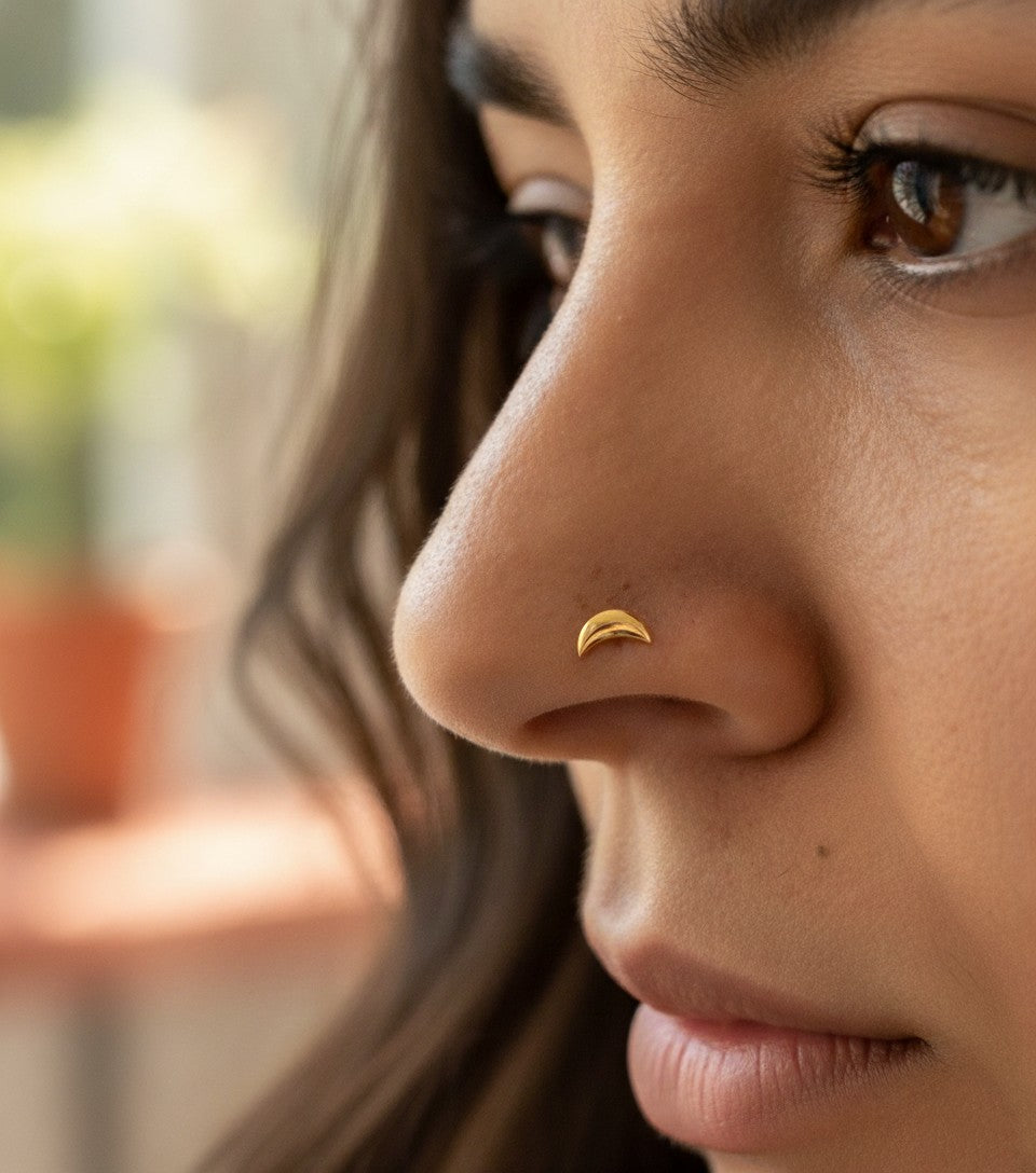 Gold Moon Nose Stud