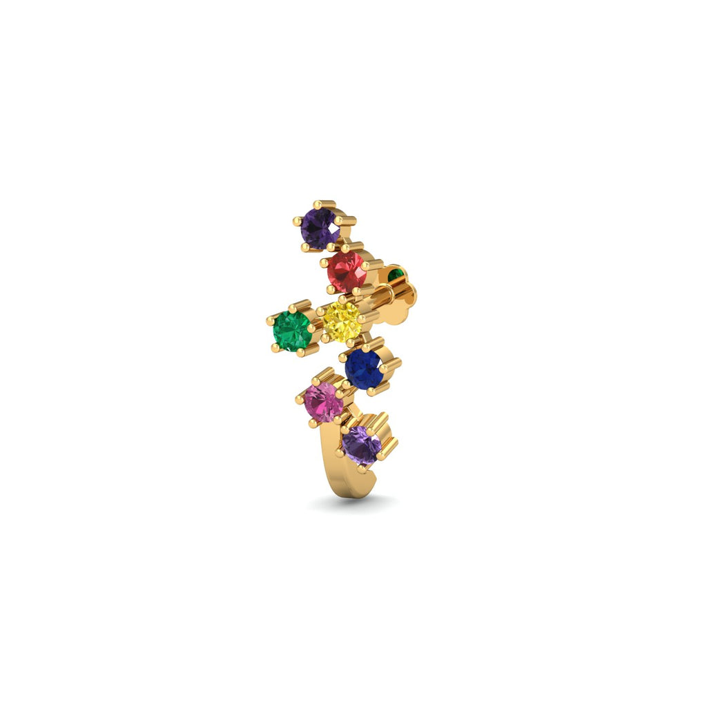 Multi Sapphire J Nose Stud