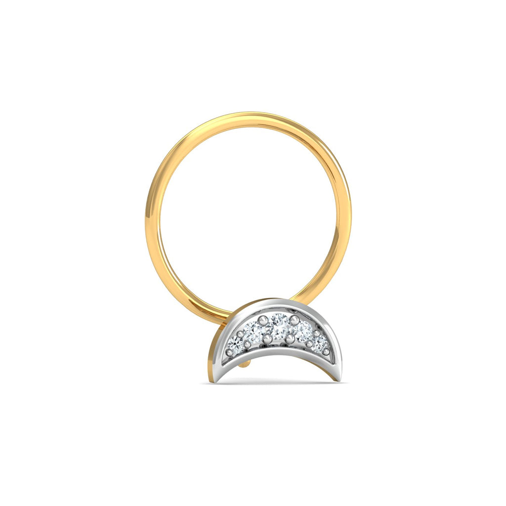 Crescent Studded nose pin