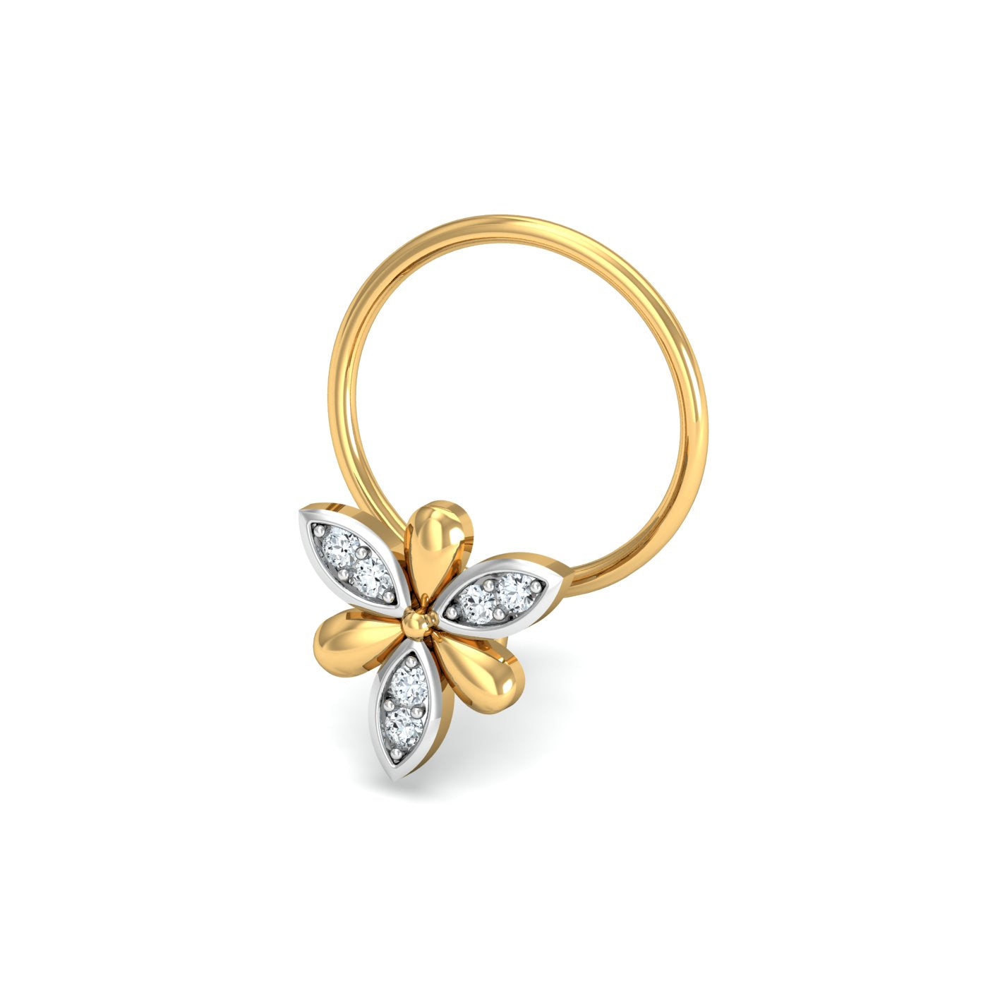 Sepals Diamond Nose Pin