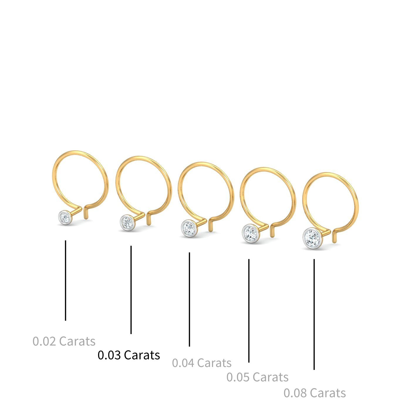 Bezel 3 Cent Nose Pin