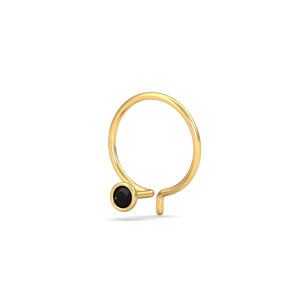 Bezel Black Diamond Nose Pin