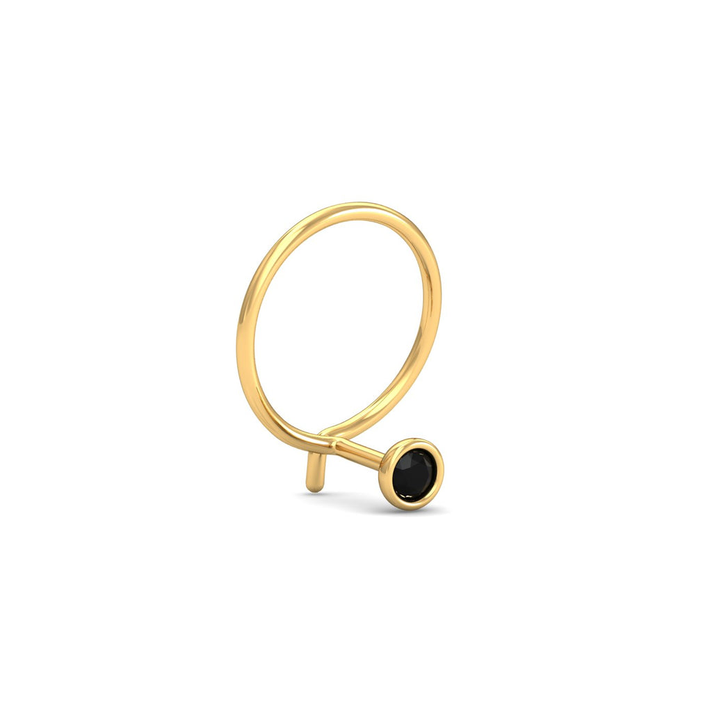 Bezel Black Diamond Nose Pin