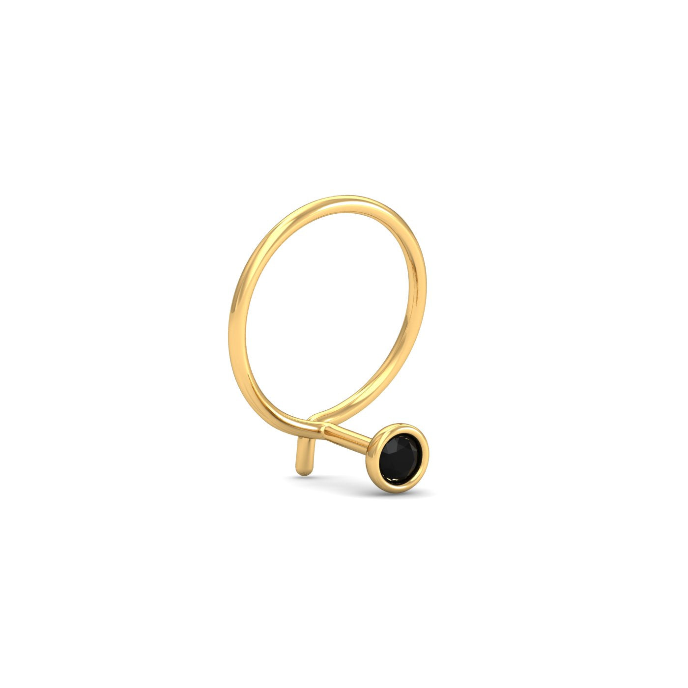 Bezel Black Diamond Nose Pin